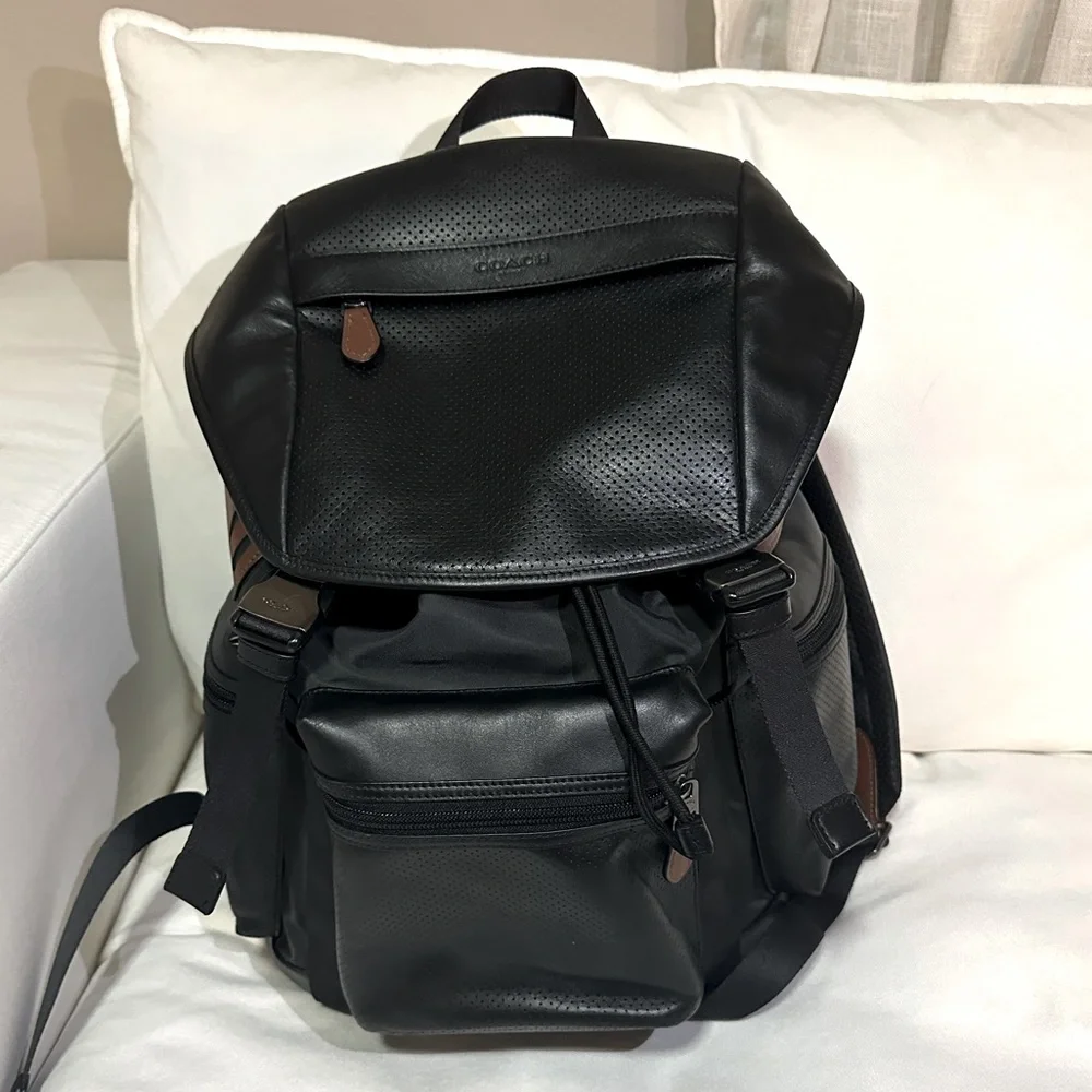 coach all terrain backpack Coach Black & Brown All Terrain Trek Perforated Backpack